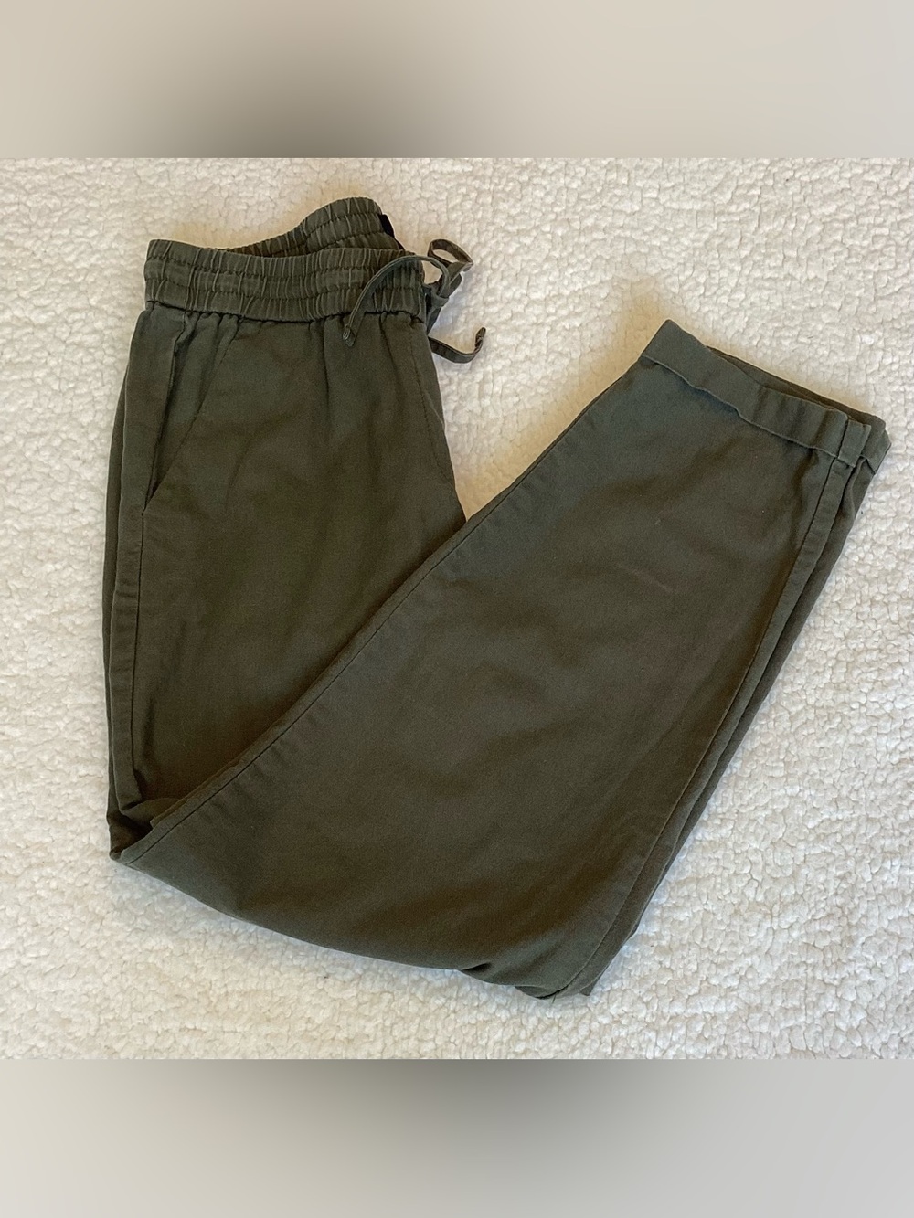 J.Crew Linen Blend Olive Pull On Pants Coastal Quiet Luxury Size 2